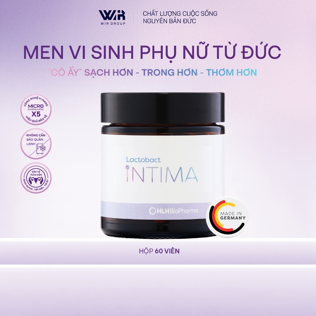 Hộp 60 Viên uống Men vi sinh phụ nữ Lactobact Intima bổ sung lợi khuẩn, Cranberry, D-Mannose từ Đức | Wir Group