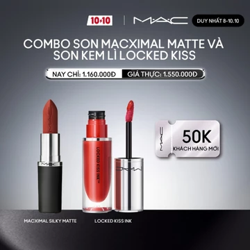 [ƯU ĐÃI 8-10.10] MAC - Bộ 2 món: Son kem Locked Kiss Ink, Son thỏi Macximal Matte