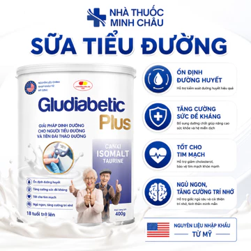 Sữa Tiểu Đường Gludiabetic Plus - thực phẩm bảo vệ sức khỏe người tiểu đường ổn định đường huyết 400g/900g