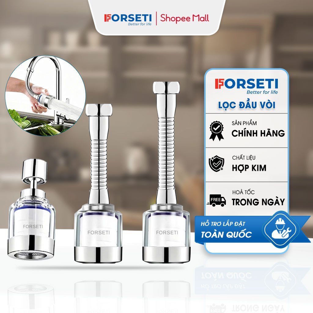Bộ Lọc Nước Tại Vòi Forseti Tăng Áp Xoay 360 Độ Đầu Lọc Nước Tặng Đầu Nối Đa Năng