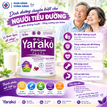 Sữa tiểu đường Yarako, hỗ trợ dinh dưỡng cho người tiểu đường, tốt cho tim mạch, đường huyết 400g/900g