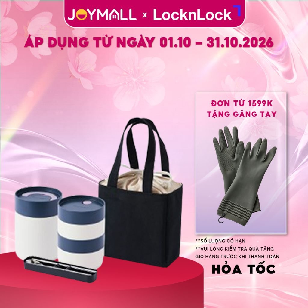 Bộ 3 Hộp Cơm LocknLock LHC8014IVY 1020ml, Hàng Chính Hãng, Kèm Muỗng Đũa Và Túi - JoyMall