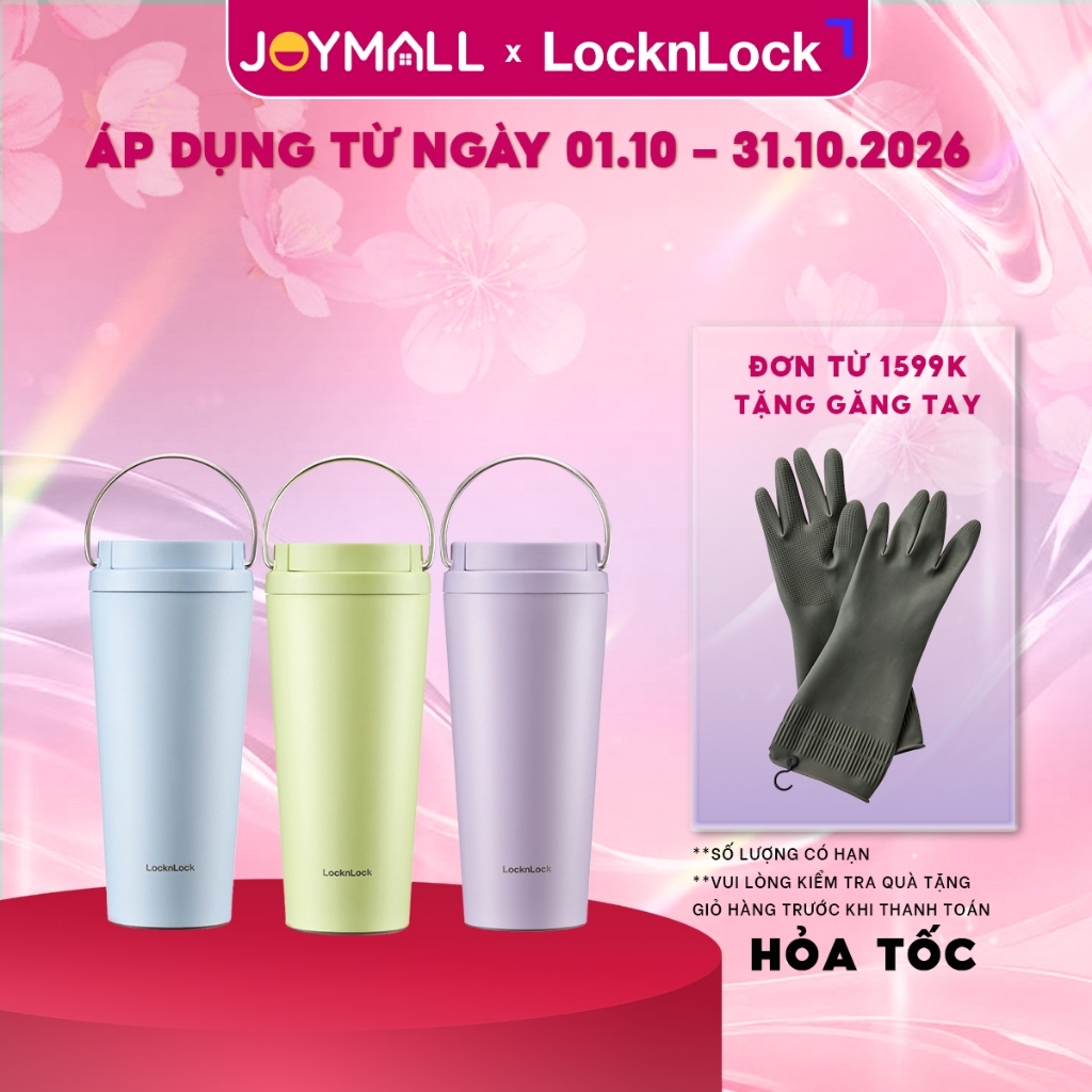 Ly Giữ Nhiệt LocknLock Bucket One Touch LHC3345 550ml, Hàng Chính Hãng, Quai Xách Tiện Lợi - JoyMall