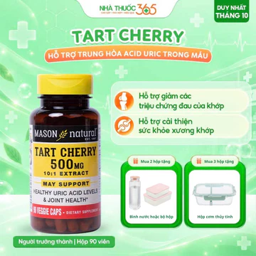 Viên uống MASON NATURAL TART CHERRY 500MG – Hỗ trợ giảm Acid Uric trong máu Hộp 90 viên