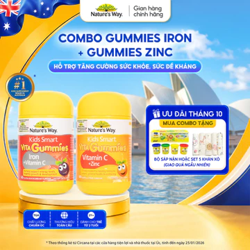 Combo Kẹo Dẻo Iron+ Vitamin C và Vitamin C+ ZinC bổ sung sắt, kẽm, vitamin c giúp bé ăn ngon miệng, mau lớn