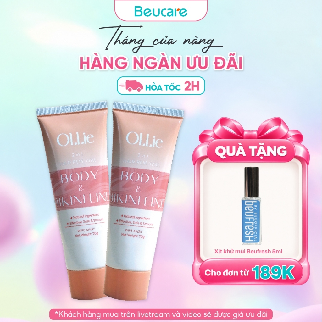 Combo Kem tẩy lông OLLIE , tẩy lông vùng kín, nách, tay, chân 70g
