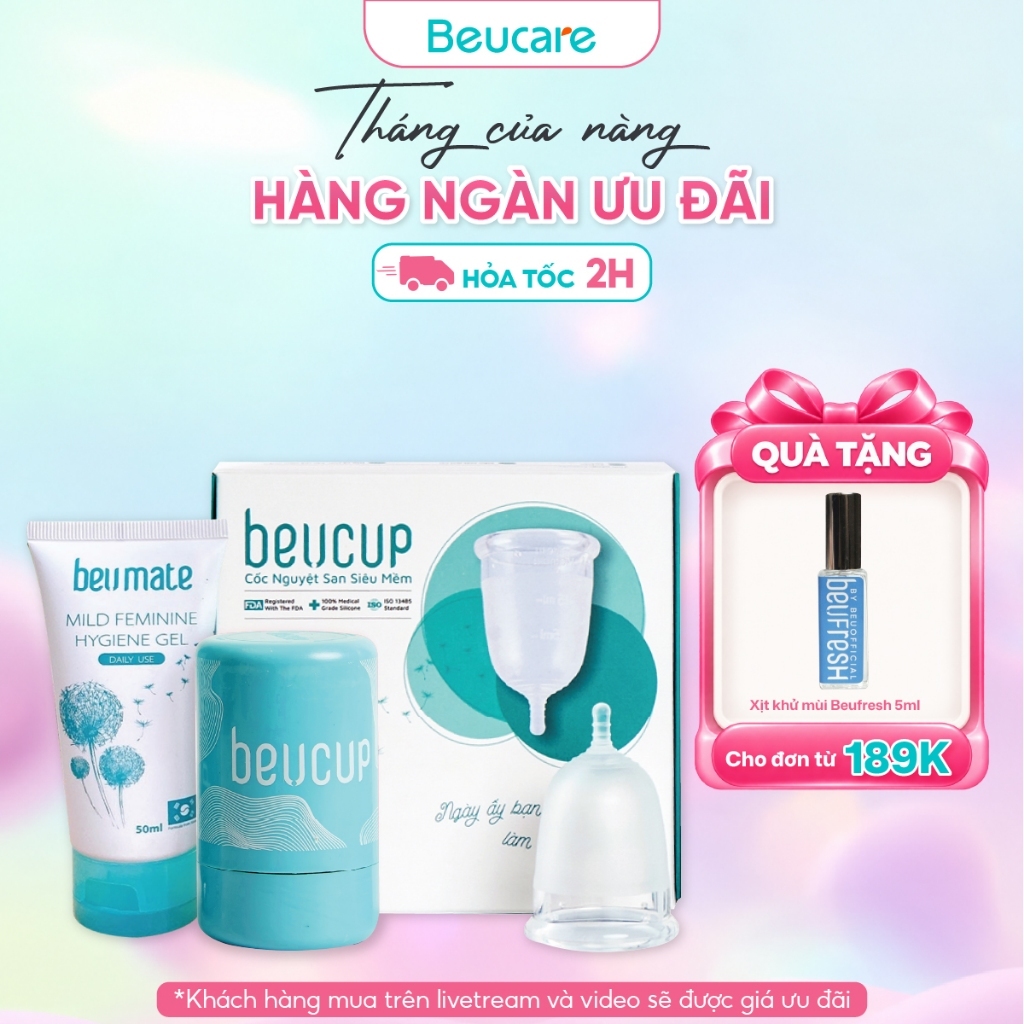 Cốc Nguyệt San BeUcup Silicol Y Tế Wacker Đức Siêu Mềm, Đạt Chuẩn FDA Hoa Kỳ