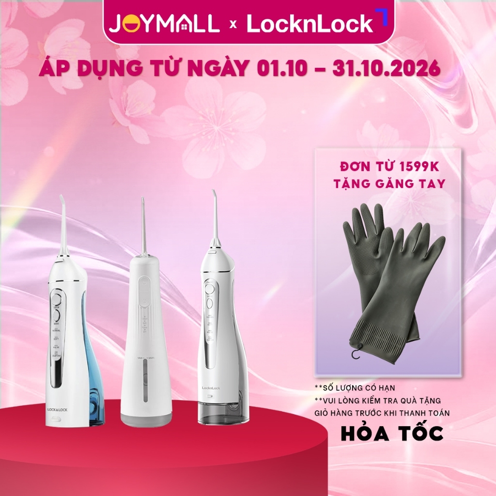 Máy tăm nước không dây LocknLock ENR166GRY ENR154WHT ENR156BLU Kèm Đầu Thay, Hàng chính hãng-JoyMall