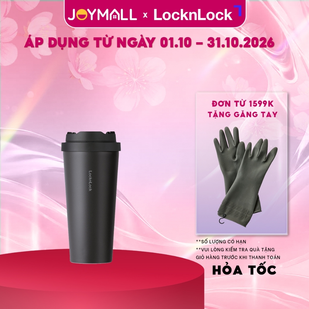 Ly giữ nhiệt LocknLock 550ml LHC3249BLK Đen, Hàng chính hãng, mở một chạm, thép không gỉ - JoyMall