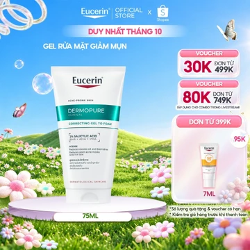 Gel rửa mặt giảm mụn & mờ thâm Eucerin® DermoPure Clinical Correcting Gel To Foam 75ml | Skincare