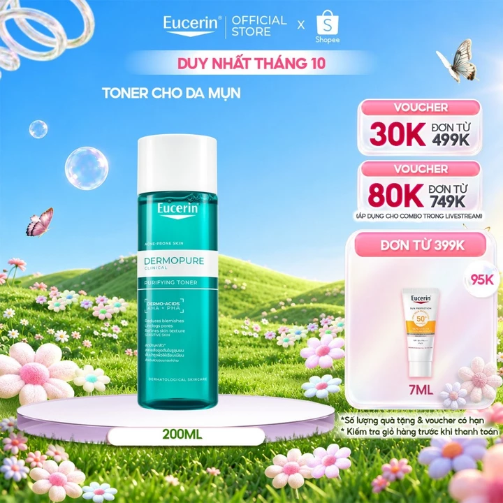 Nước hoa hồng cho da nhờn mụn Eucerin® DermoPure Purifying Toner 200ml | Toner da dầu mụn | Skincare