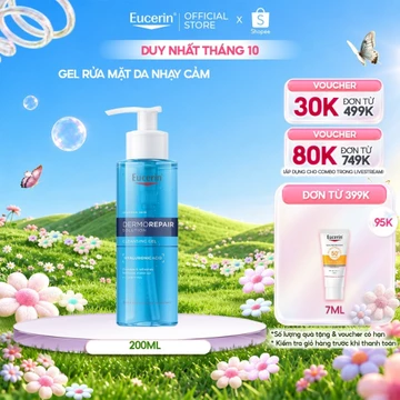 Gel rửa mặt dịu nhẹ cho da nhạy cảm Eucerin DermoRepair Solution Cleansing Gel 200ml |Gel rửa mặt da nhạy cảm | Skincare