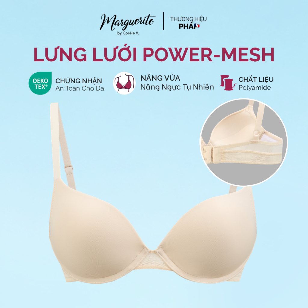 [SP MỚI 2026] Áo lót nữ nâng ngực tự nhiên mút 2cm có gọng, lưng lưới power-mesh ôm êm, chuẩn OEKO-TEX | CORÈLE 31141-1