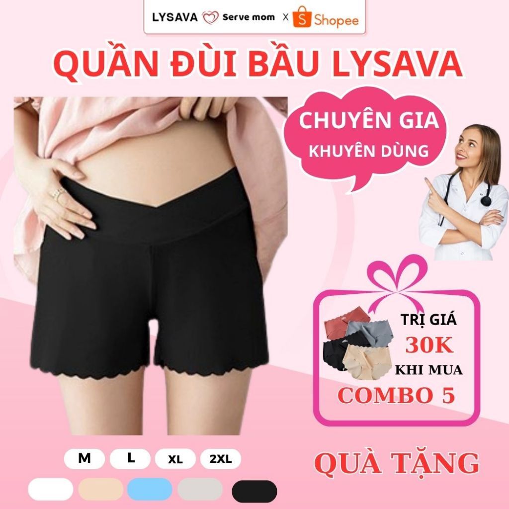 Quần Đùi Bầu Mặc Trong Váy, Chất Lụa Tăm Mềm Mát Mặc Ở Nhà, Quần Bầu Cạp Chéo Bigsize Lysava QD3