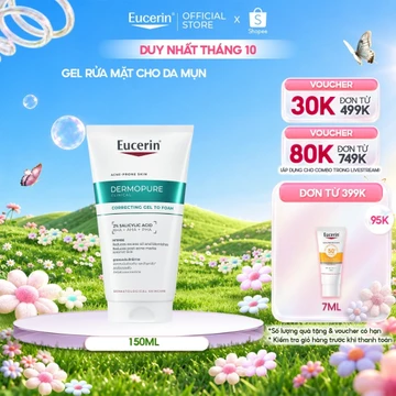 Gel rửa mặt giảm mụn & mờ thâm Eucerin® DermoPure Clinical Correcting Gel To Foam 150ml | Skincare