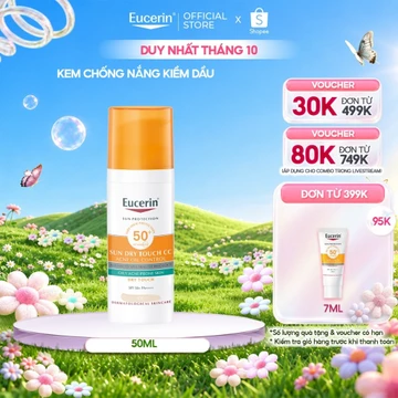 Kem chống nắng kiềm dầu. có màu Eucerin Sun Dry Touch CC Oil Control SPF50+ 50ml | Kem chống nắng da dầu mụn | Skincare