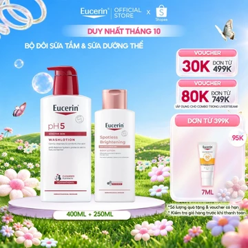 Bộ đôi sữa tắm pH5 400ml & Sữa dưỡng thể sáng da Eucerin Spotless Brightening Body Lotion 250ml