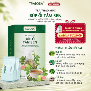 Trà búp ổi tâm sen TRATOSA trà thảo mộc tốt cho người muốn detox, thon gọn vóc dáng, tiêu hóa nhẹ nhàng từ thiên nhiên