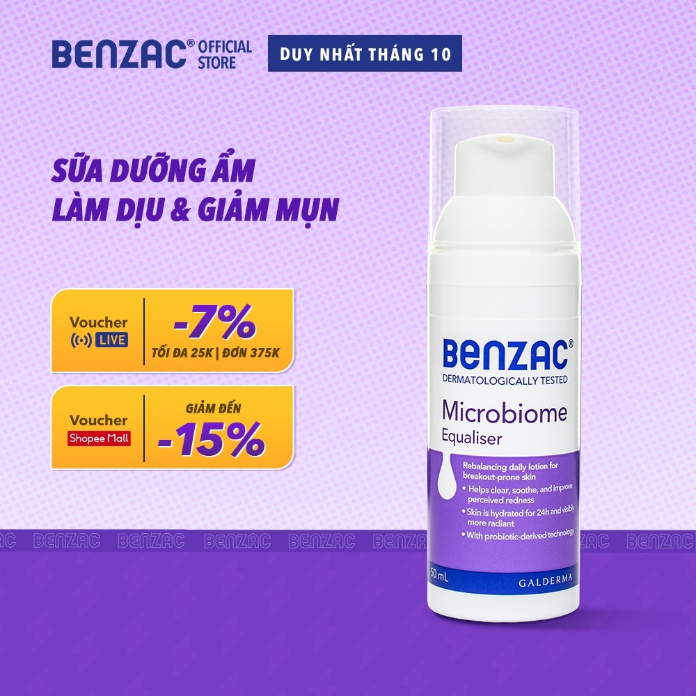 Sữa dưỡng ẩm giúp cân bằng hệ vi sinh cho da dầu mụn BENZAC Microbiome Equalizer 50ml
