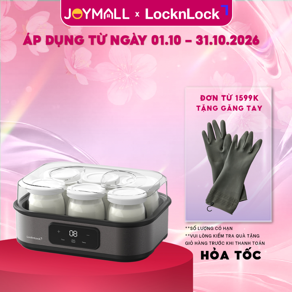 Máy Làm Sữa Chua LocknLock EJY211 EJY213GRY, Điều Khiển Cảm Ứng, JoyMall