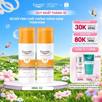 Bộ 2 Tinh chất chống nắng giảm thâm nám Eucerin Spotless Brightening Serum SPF50+ 50ml