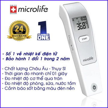 [Hoả tốc] Nhiệt kế điện tử hồng ngoại Microlife FR1MF1 đo trán, đo nhiệt độ phòng và nước
