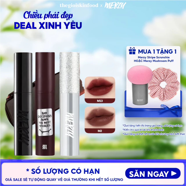 [M13 Merzy Glam Vỏ Bạc] Son kem lì Merzy bền màu, lâu trôi Hàn Quốc Mellow Tint 4g ThegioiSkinfood