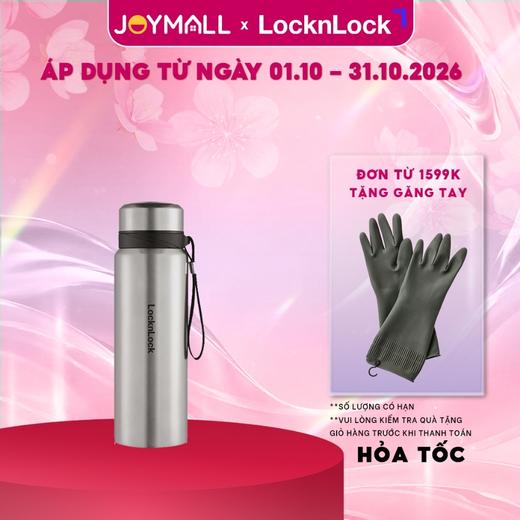 Bình giữ nhiệt LocknLock 800ml Bạc LHC6180SLV - Hàng chính hãng, có khay lưới lọc trà - JoyMall