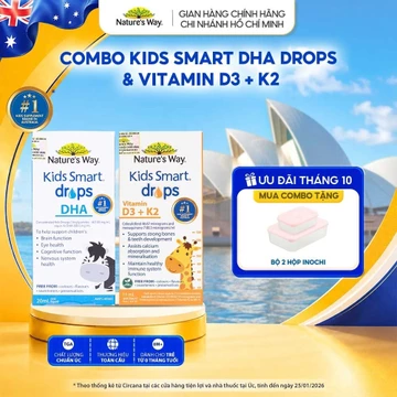 Combo DHA Drops và Vitamin D3K2 Nature's Way Kids Bổ Sung Vitamin, Phát Triển Não Bộ Cho Bé 20ml và 11ml