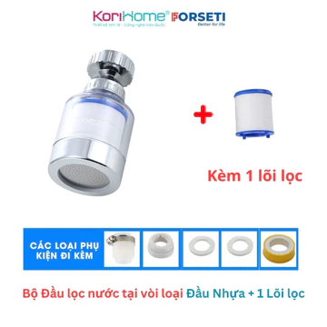 Forseti Combo Đầu Lọc Tại Vòi Rửa Bát Chén Lọc Clo Cặn Bẩn Kèm Lõi Lọc Thay Thế Tiện Lợi, Bộ Lọc nước đầu nguồn cho SV
