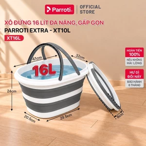 Xô Đứng 16 Lít Đa Năng Gấp Gọn Parroti, Xô Gấp Vệ Sinh Nhà Cửa, Rửa Ô Tô, Giặt Khăn, Lau Kính Có Quai Xách - XT16L