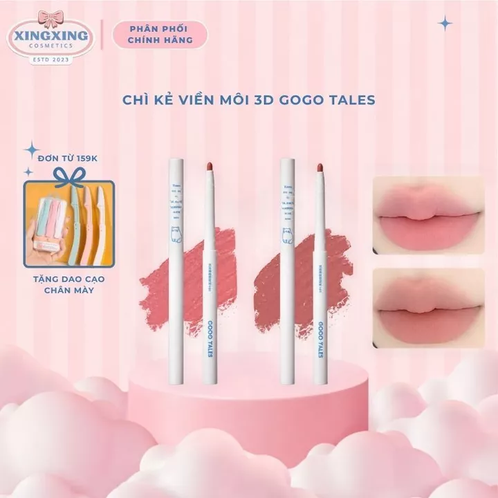 GOGO TALES Bút Chì Kẻ Viền Môi Gogo Tales GT531 Tạo Dáng Môi Hiệu Ứng 3D Tự Nhiên Màu Bền Lâu Chì Kẻ Môi GogoTales
