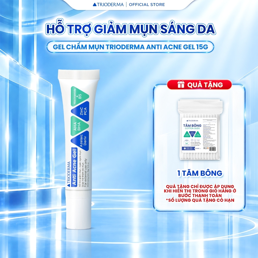 Gel Chấm Mụn Trioderma Hỗ Trợ Giảm Mụn, Gom Cồi Và Hỗ Trợ Giảm Thâm Do Mụn Anti Acne Gel 15g