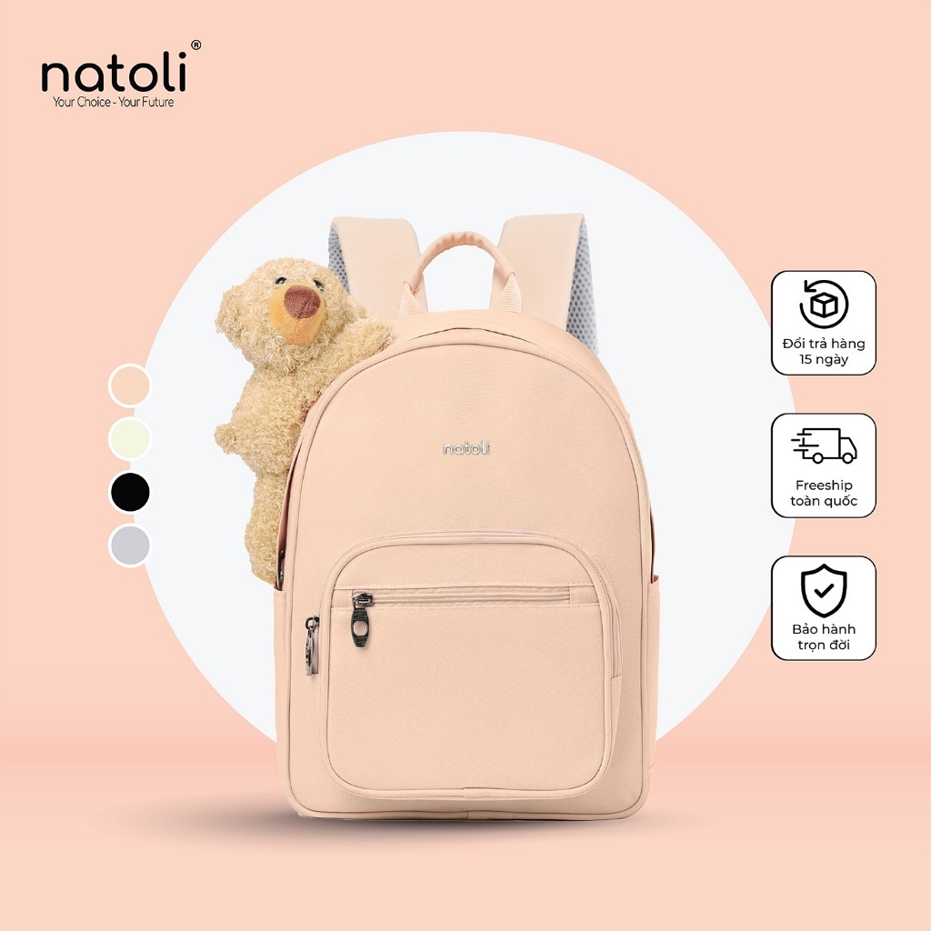 Balo nữ thời trang gấu bông NATOLI cute, hàn quốc, đi học, nhiều ngăn Dreamy Teddy Bear School Backpack B16