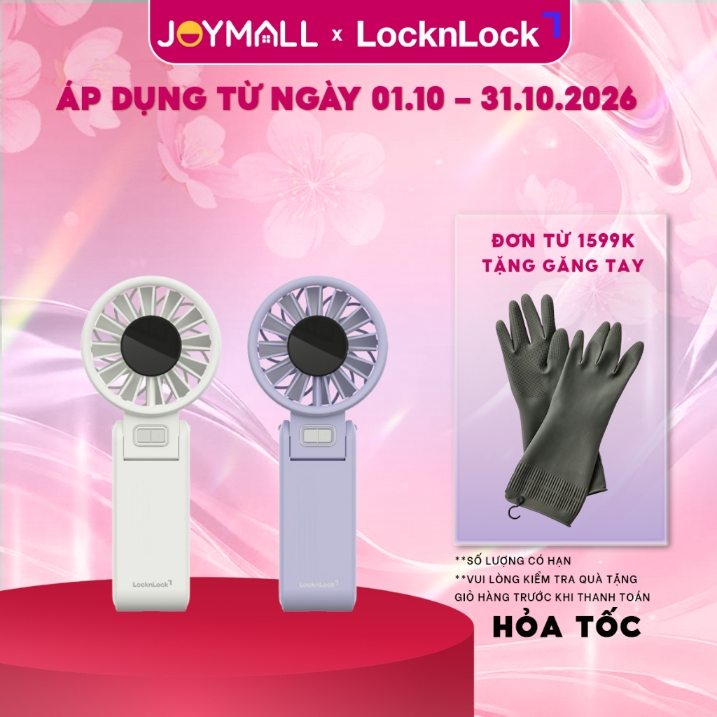 Quạt Cầm Tay LocknLock Siêu Mát 5 Tốc Độ & Gấp Gọn Linh Hoạt 180 độ ENF326 - Hàng Chính Hãng - JoyMall