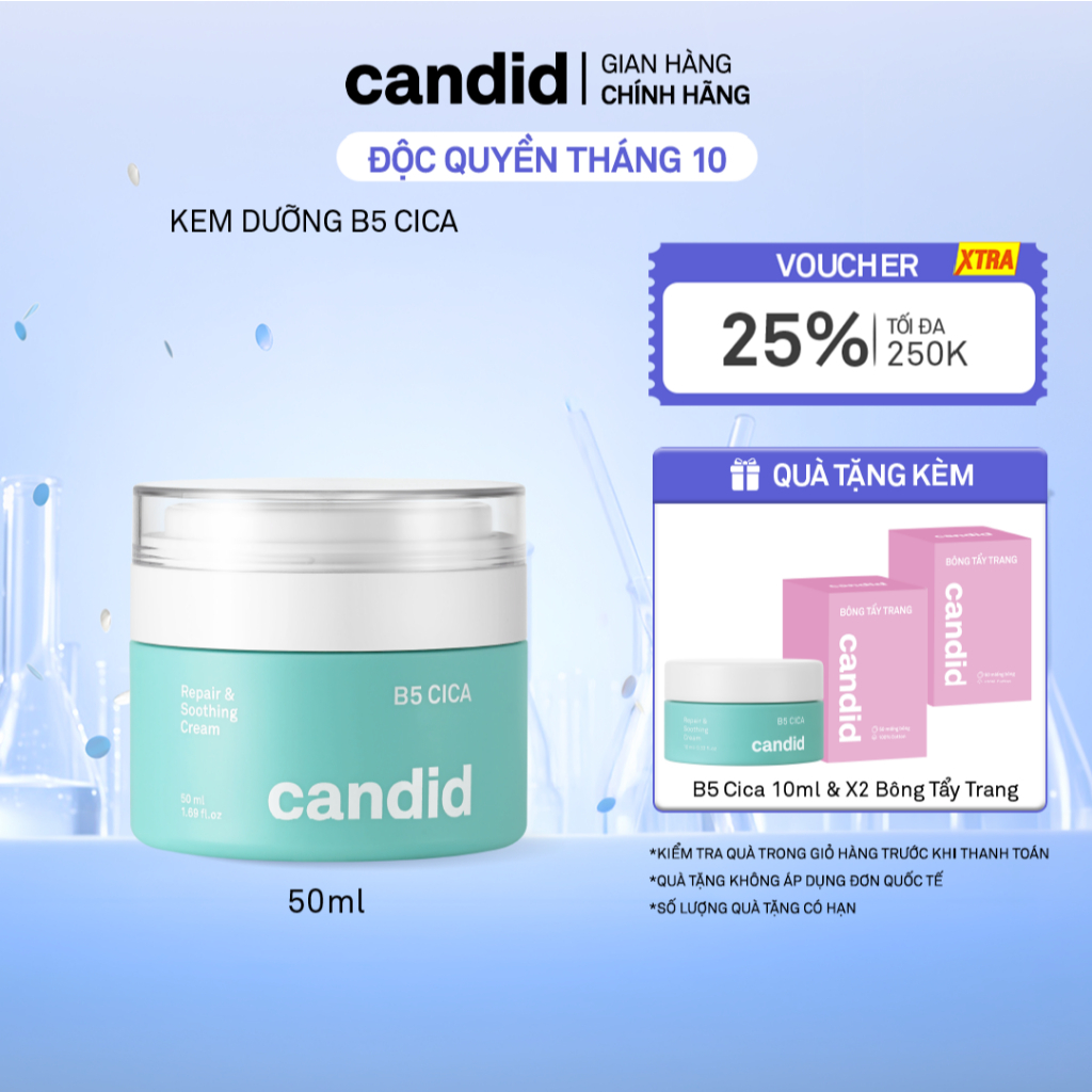 Kem dưỡng ẩm phục hồi Candid B5 Cica Repair and Soothing Cream 50ml
