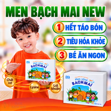 Men sống Bạch Mai NEW Men vi sinh cho bé Táo bón Biếng ăn Tiêu chảy với lợi khuẩn tiêu hóa cho trẻ
