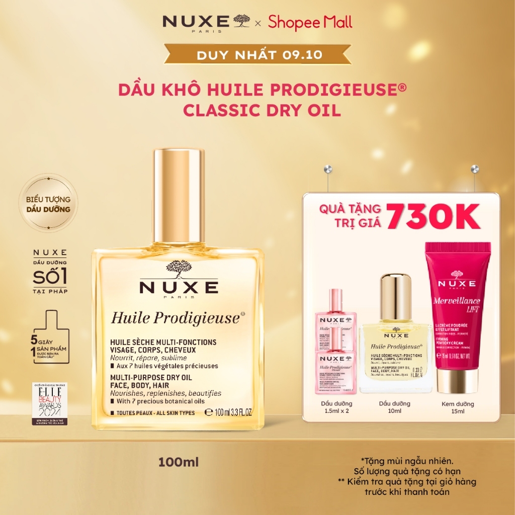 [NUXE x KOL] Dầu dưỡng khô đa năng Nuxe Huile Prodigieuse 100ml