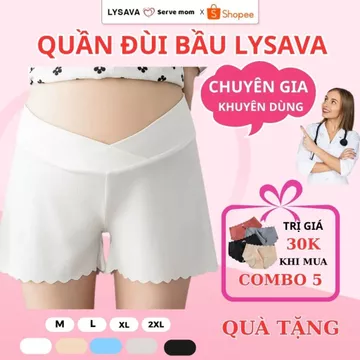 Quần Đùi Bầu Mặc Váy Lụa Tăm Mềm Mịn, Quần Bầu Bigsize Cạp Chéo Mát Mẻ Cho Bà Bầu Lysava QD3
