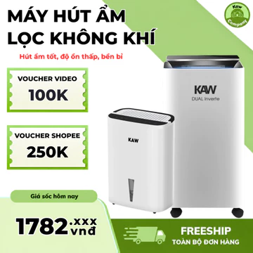 Máy Hút Ẩm Tích Hợp Lọc Không Khí KAW, Hút Ẩm Phòng Ngủ, Phòng Làm Việc, Vận Hành Êm Ái, BH 12 Tháng