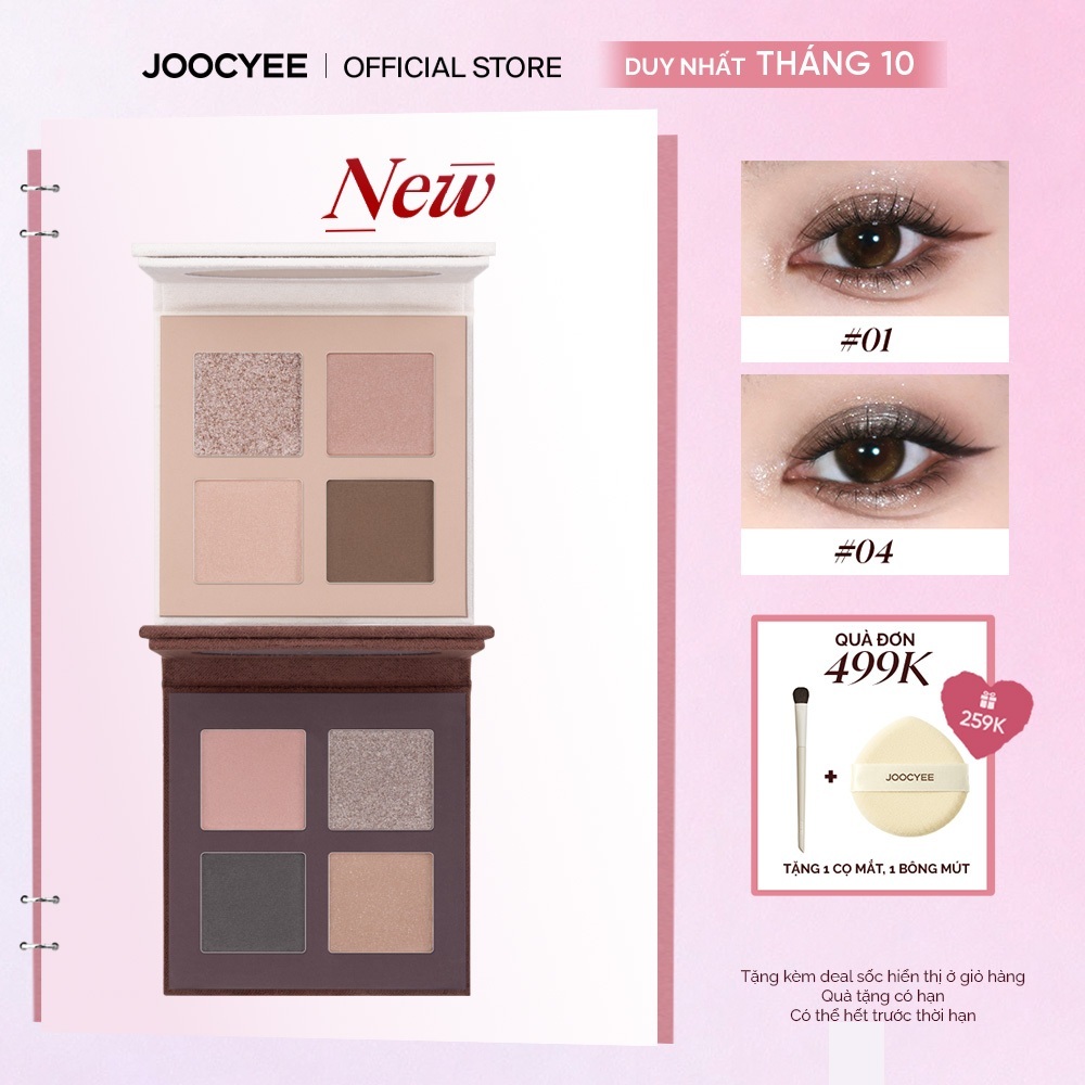 [NEW] Bảng mắt 4 ô mini JOOCYEE MINI QUAD EYESHADOW bảng màu sang trọng, dễ dùng cho người mới makeup