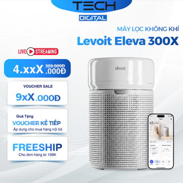 [Hỏa Tốc 4H] Máy Lọc Không Khí Levoit Eleva™ 300X Air Purifier 60m2 Cảm Biến AI Bộ Lọc HEPA Diệt Khuẩn