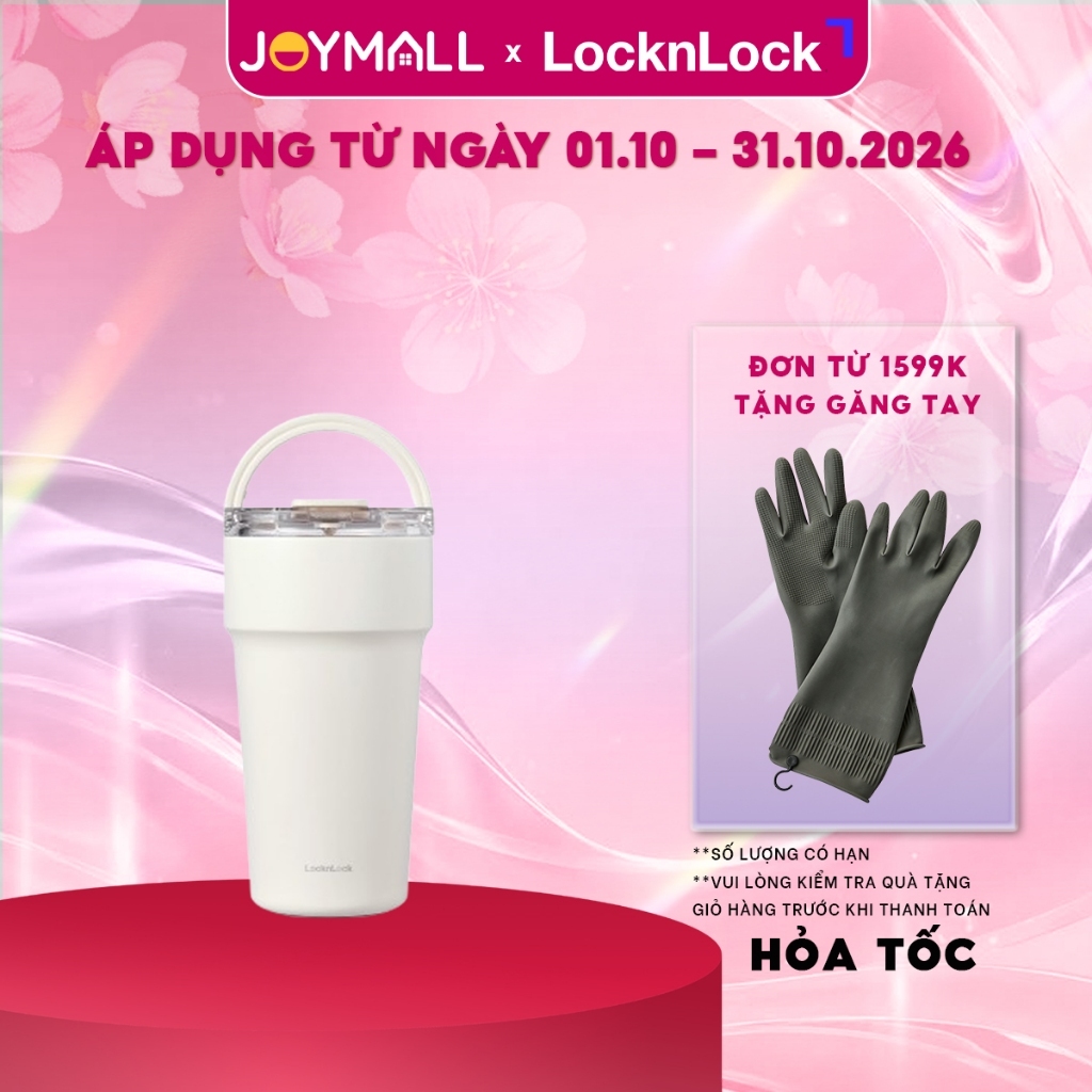 Ly Giữ Nhiệt LocknLock LHC4416WHT 710ml Thép Phủ Sứ, Hàng Chính Hãng, Có Ống Hút - JoyMall