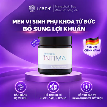 Men vi sinh phụ khoa Lactobact Intima nhập khẩu chính hãng từ Đức bổ sung lợi khuẩn, Cranberry, D-Mannose hộp 30 viên