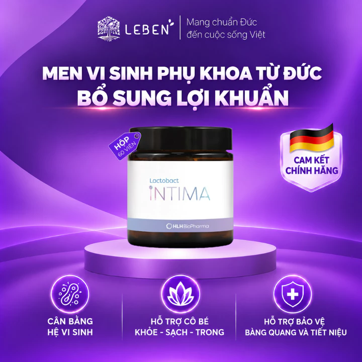Hộp 60 viên men vi sinh phụ nữ Lactobact Intima bổ sung lợi khuẩn, D-Mannose Cranberry nhập khẩu từ Đức