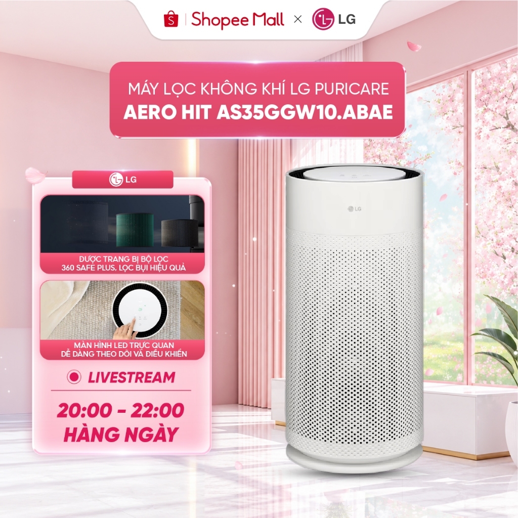 Máy lọc không khí LG PuriCare Aero Hit AS35GGW10.ABAE cảm biến bụi mịn, khử mùi hiệu quả, Bảo Hành Chính Hãng 12 Tháng