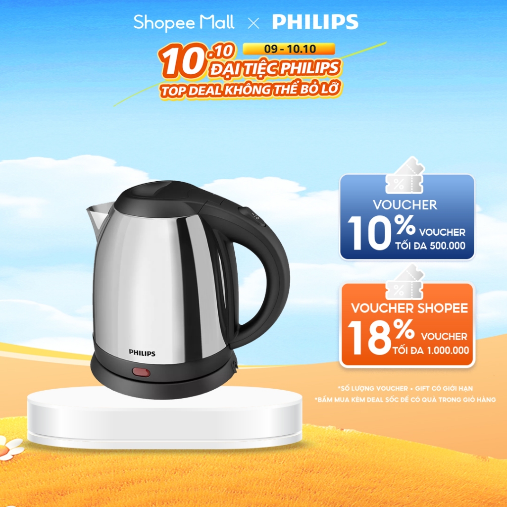 Bình đun siêu tốc PHILIPS HD9303 /03 1.2L - Hàng Chính Hãng