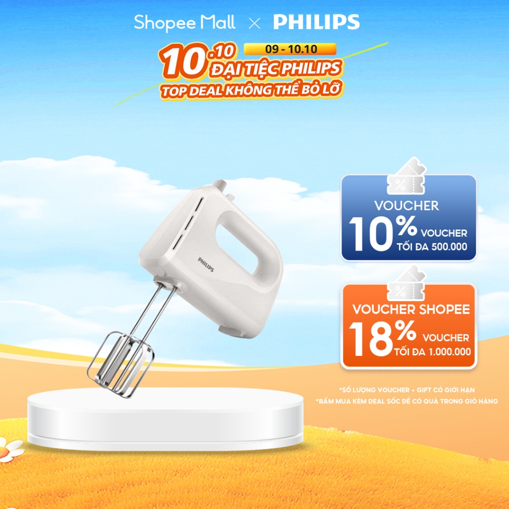 Máy đánh trứng cầm tay PHILIPS HR3705/20 - Hàng Chính Hãng