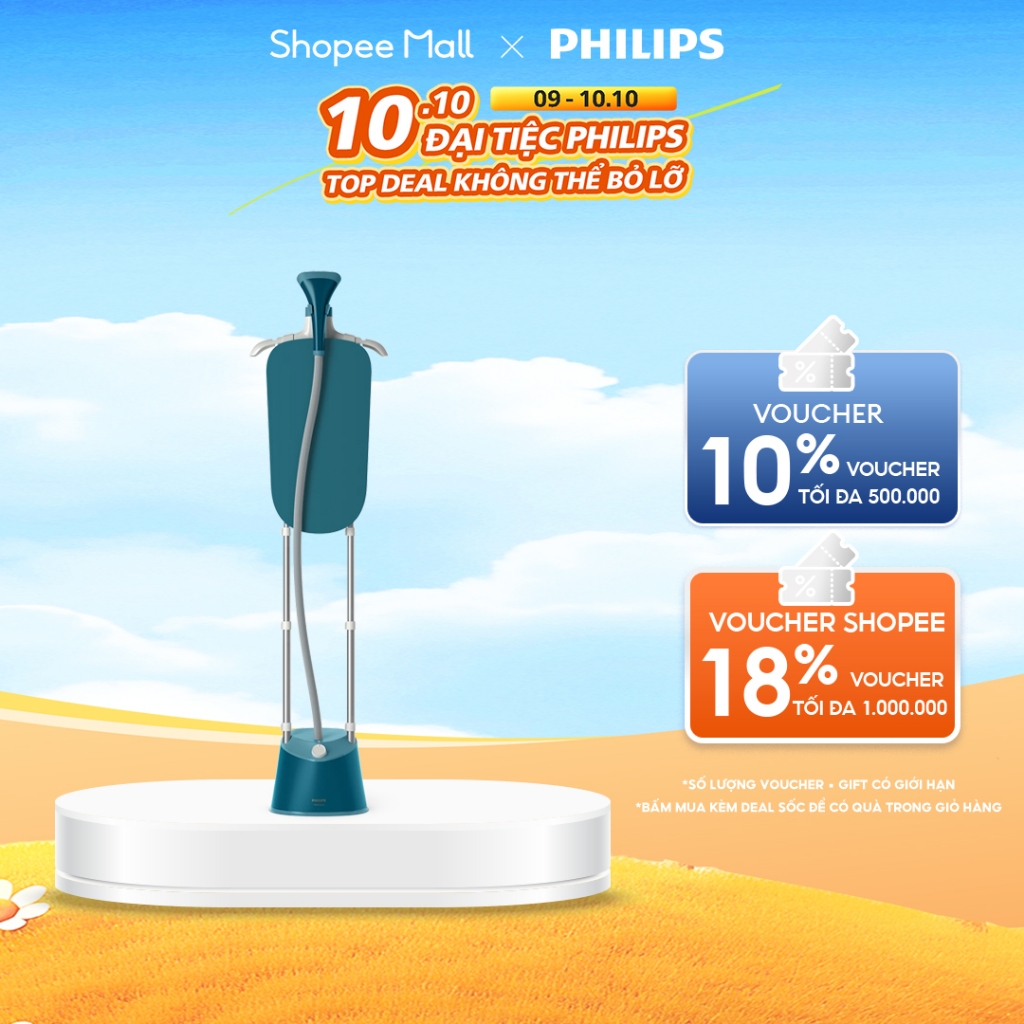 Bàn ỦI Hơi Nước Đứng Philips 1000 series STE1040/20|1800W|Hơi phun 36g/phút, Styleboard - Hàng Chính Hãng