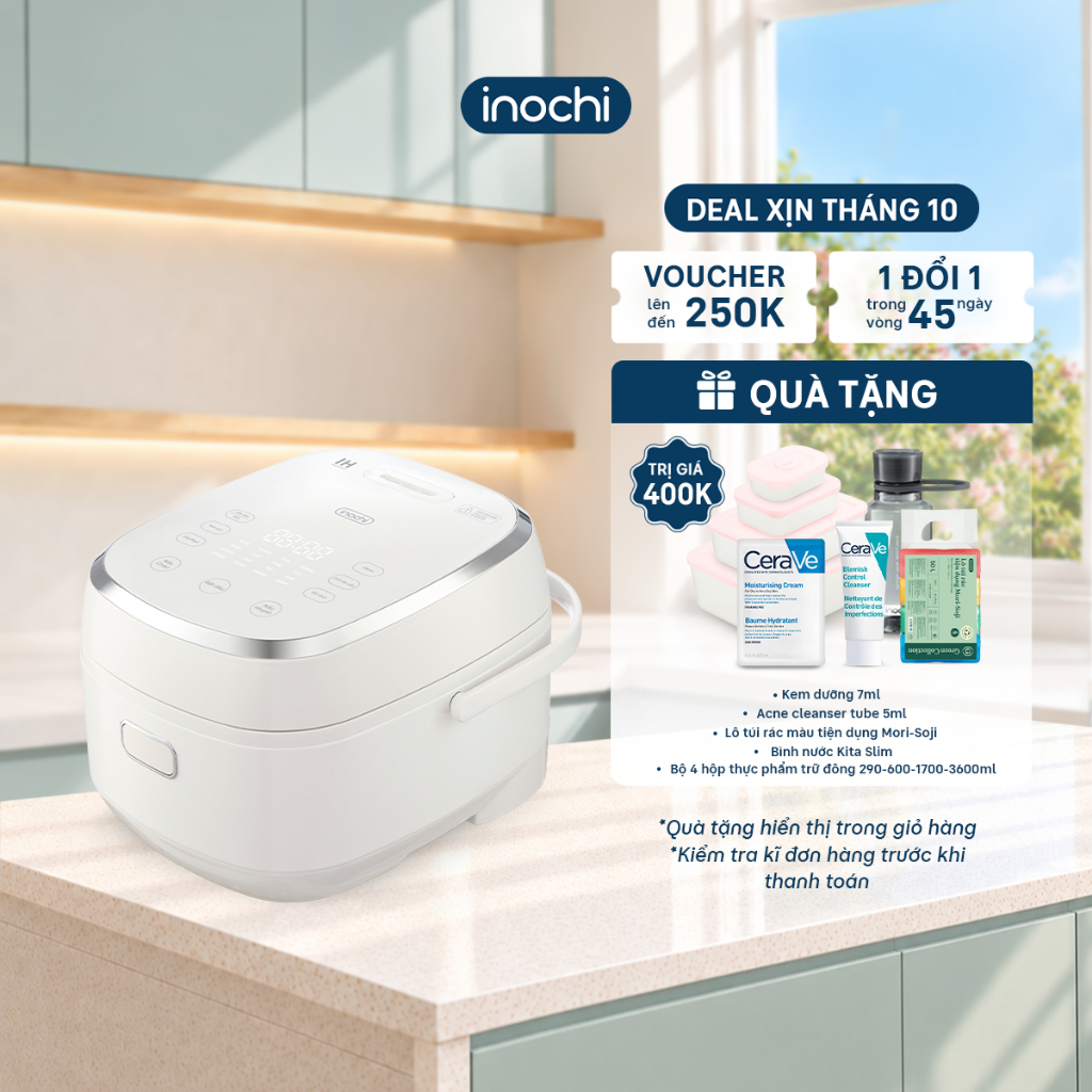 Nồi Cơm Điện Cao Tần Inochi Akiba AS-IHW40Y | Dung tích 1.8L | Nồi Cao Tần Nấu Cơm Ngon Tự Động, Song Ngữ
